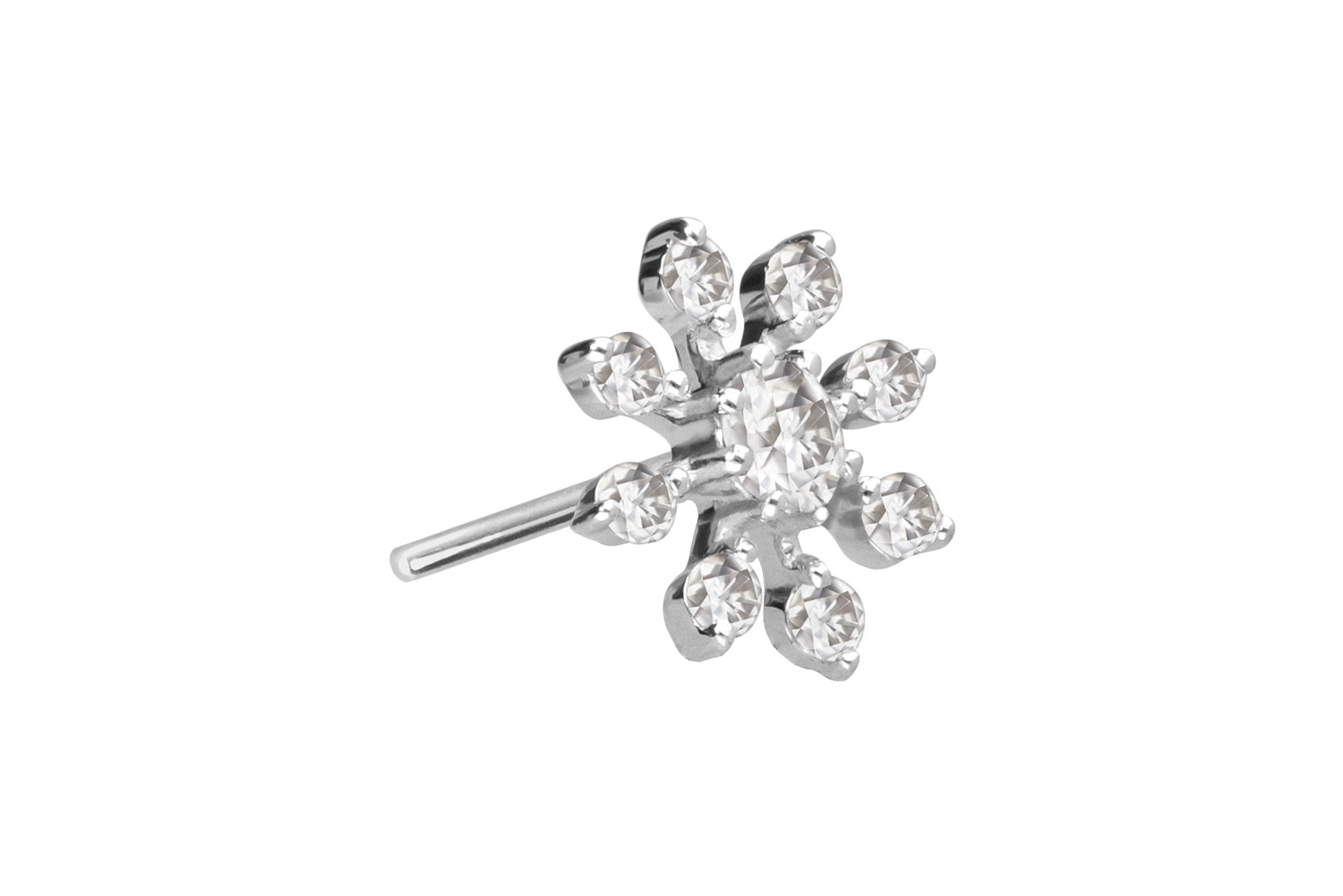 14 Karat Gold Aufsatz mit Titan Push Pin MOISSANIT-BLUME von Piercingline